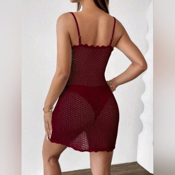 SHEIN Red Embellished Babydoll Mini Dress - Picture 2 of 2